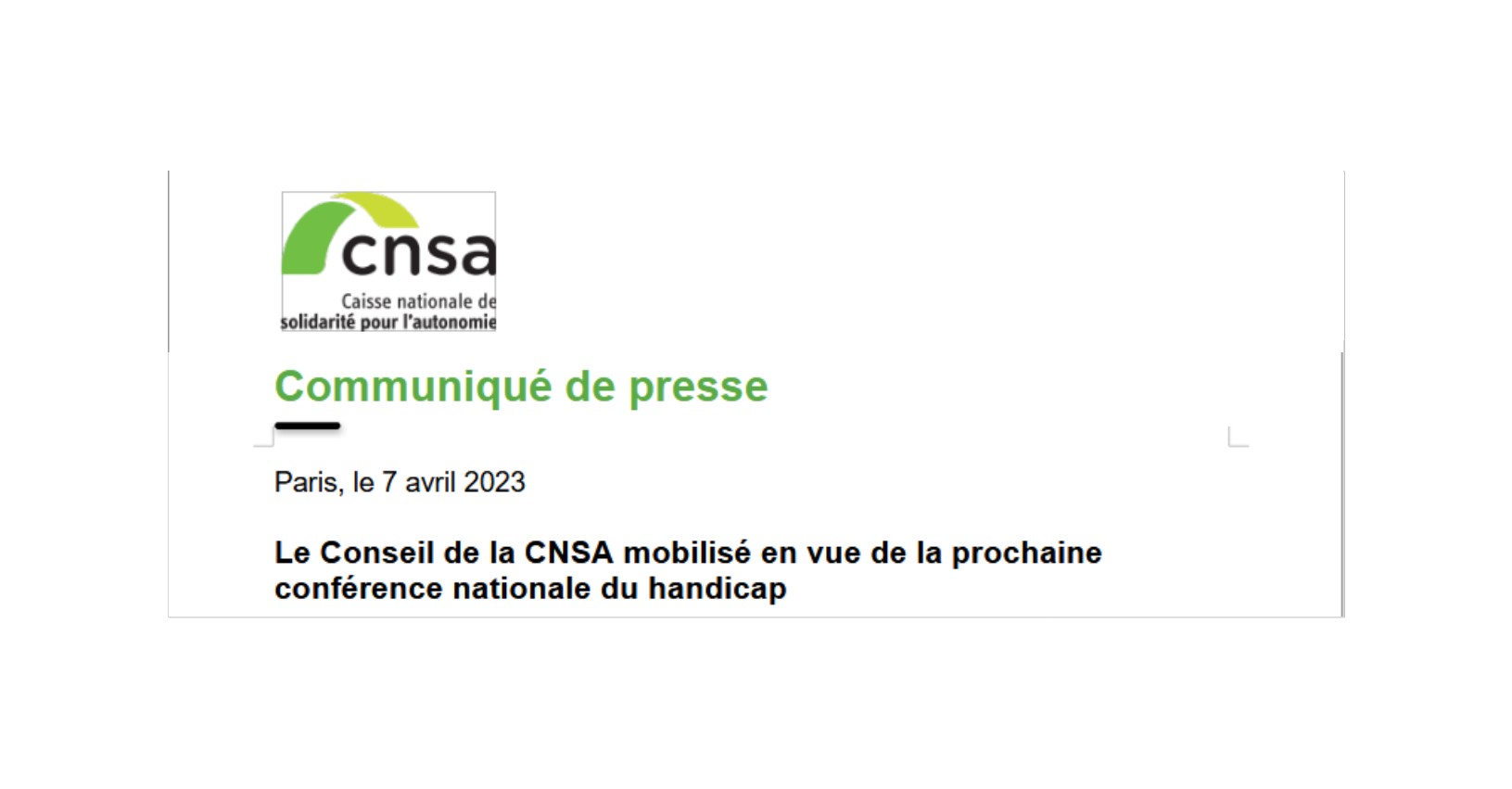 Le Conseil de la CNSA mobilisé en vue de la prochaine conférence